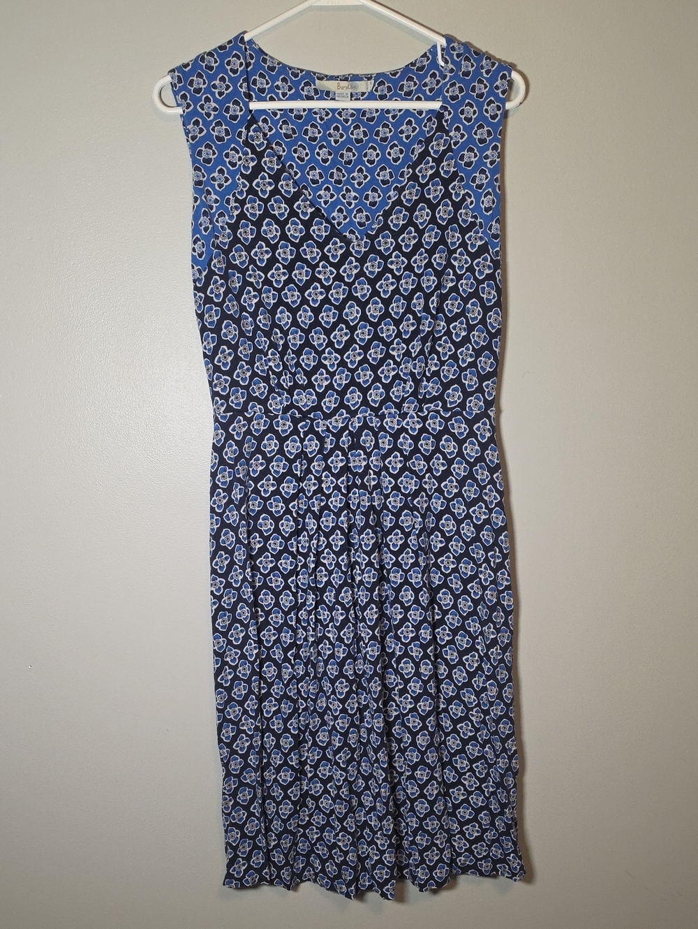 Boden Navy and White Sleeveless Midi Dress